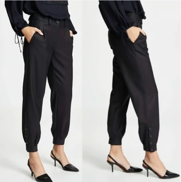 Nili Lotan Pants - NEW! Nili Lotan 2 Bertina Slouchy VIRGIN WOOL Pants Pleats High Rise Button Hem